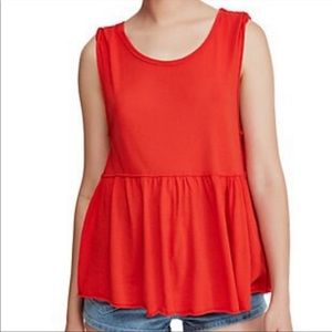 EUC! Free People Movement Red Peplum Tank Top - Size Medium